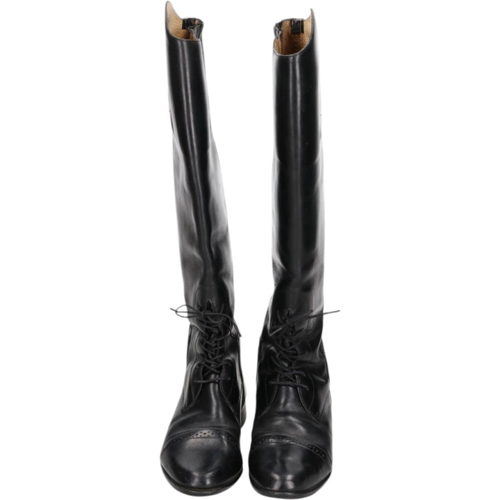 Straight-tip jockey riding boots, size 8 1/2R (equivalent to women's 9.8" /saa014829 Women's 25.0cm unclear black type Vintage Second Hand