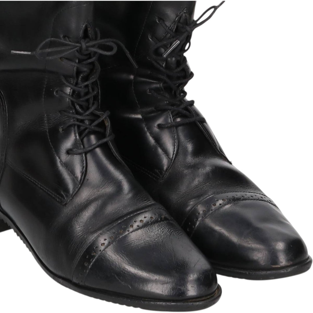 Straight-tip jockey riding boots, size 8 1/2R (equivalent to women's 9.8" /saa014829 Women's 25.0cm unclear black type Vintage Second Hand