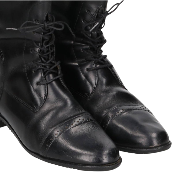 Straight-tip jockey riding boots, size 8 1/2R (equivalent to women's 9.8" /saa014829 Women's 25.0cm unclear black type Vintage Second Hand