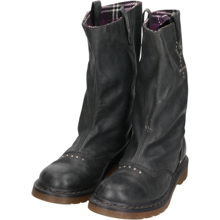 Dr. Martens ALEXIA Studded Motorcycle Boots, Size 7 (Women's, equivalent to 10.2 inches) /saa014830 Women's 26.0cm unclear black type Vintage Second Hand