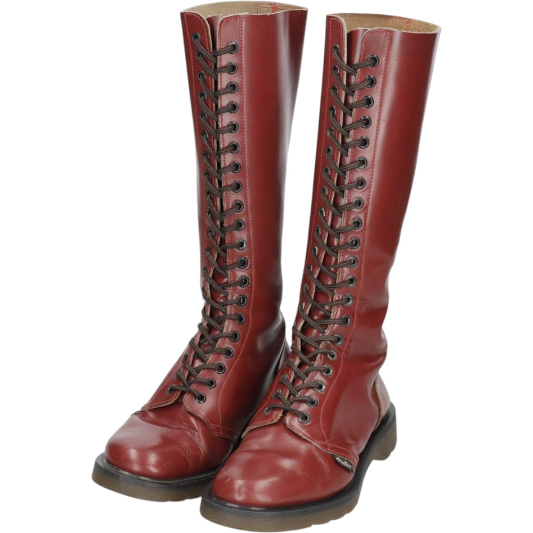 Dr. Martens x Hawkins collaboration 20-hole boots, made in England, size 6 Women's 25.0cm genuine leather red type reddish brown Vintage Second Hand