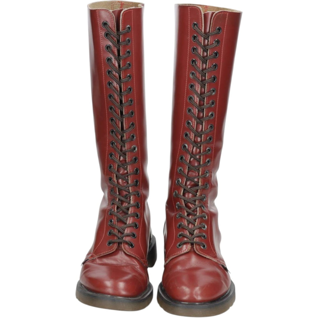 Dr. Martens x Hawkins collaboration 20-hole boots, made in England, size 6 Women's 25.0cm genuine leather red type reddish brown Vintage Second Hand