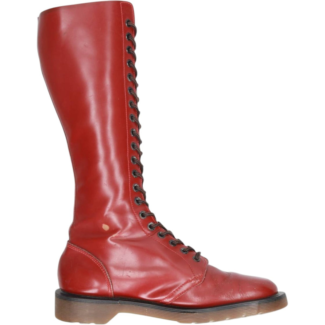 Dr. Martens x Hawkins collaboration 20-hole boots, made in England, size 6 Women's 25.0cm genuine leather red type reddish brown Vintage Second Hand