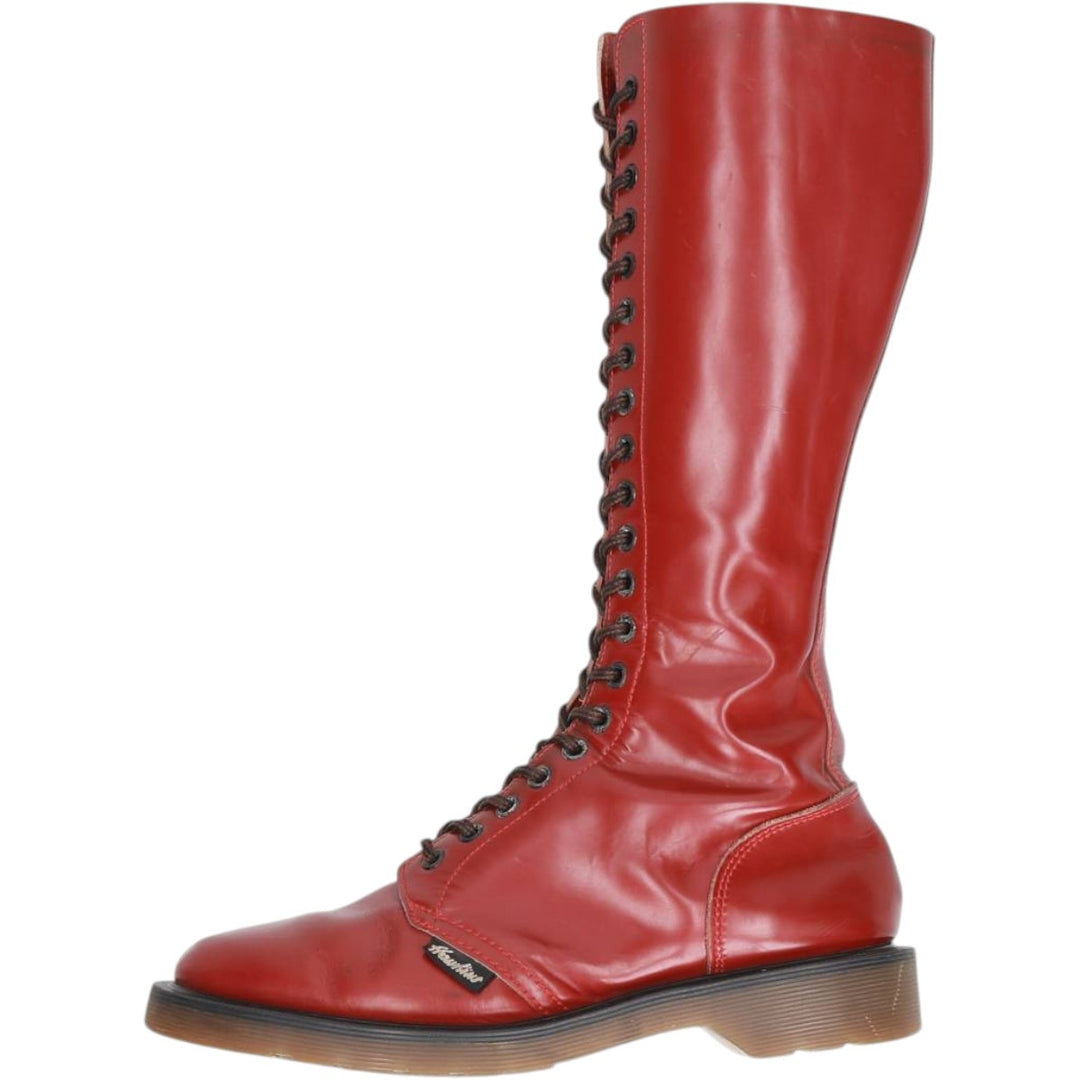 Dr. Martens x Hawkins collaboration 20-hole boots, made in England, size 6 Women's 25.0cm genuine leather red type reddish brown Vintage Second Hand