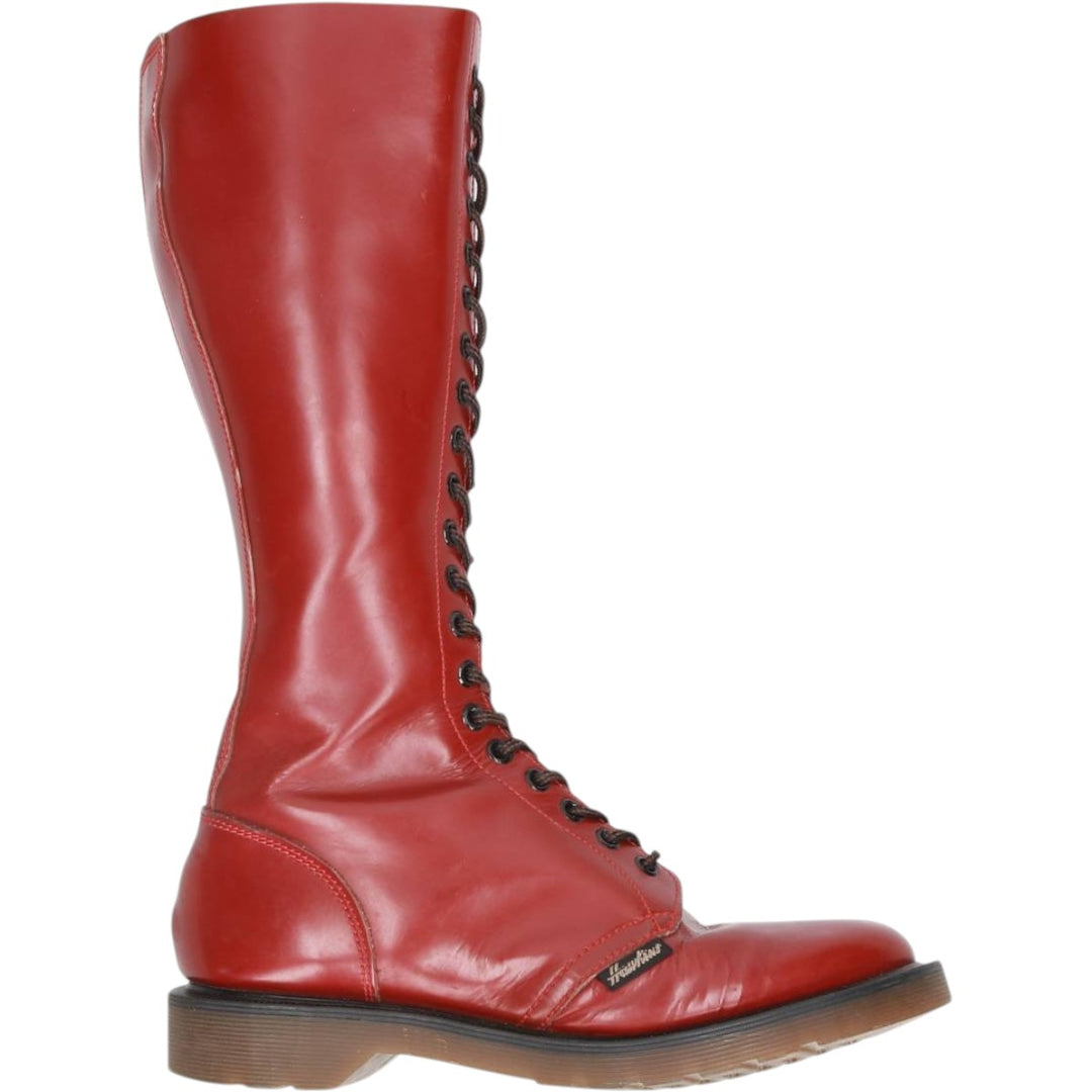 Dr. Martens x Hawkins collaboration 20-hole boots, made in England, size 6 Women's 25.0cm genuine leather red type reddish brown Vintage Second Hand