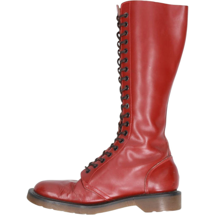 Dr. Martens x Hawkins collaboration 20-hole boots, made in England, size 6 Women's 25.0cm genuine leather red type reddish brown Vintage Second Hand