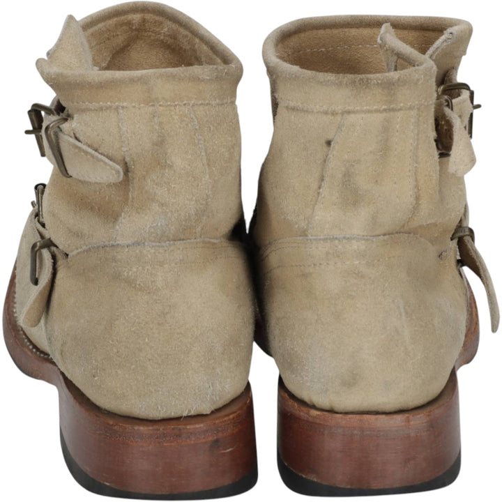 MEZCALERO Suede Engineer Boots, Size 38 (Women's, equivalent to 9.8 inches) /saa014837 Women's 25.0cm Genuine Leather Suede Beige type Vintage Second Hand