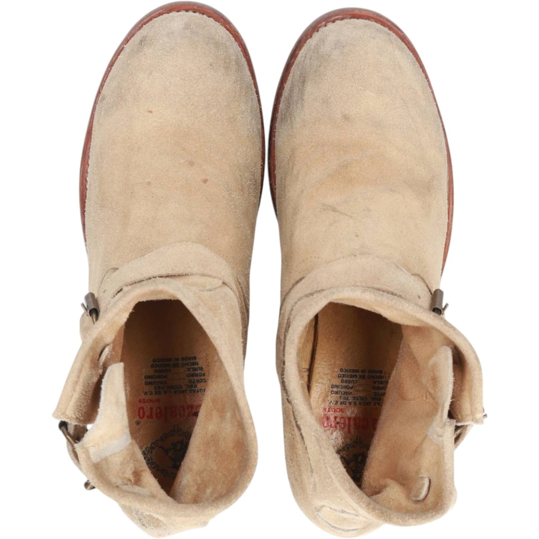 MEZCALERO Suede Engineer Boots, Size 38 (Women's, equivalent to 9.8 inches) /saa014837 Women's 25.0cm Genuine Leather Suede Beige type Vintage Second Hand