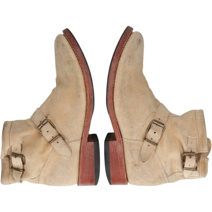 MEZCALERO Suede Engineer Boots, Size 38 (Women's, equivalent to 9.8 inches) /saa014837 Women's 25.0cm Genuine Leather Suede Beige type Vintage Second Hand