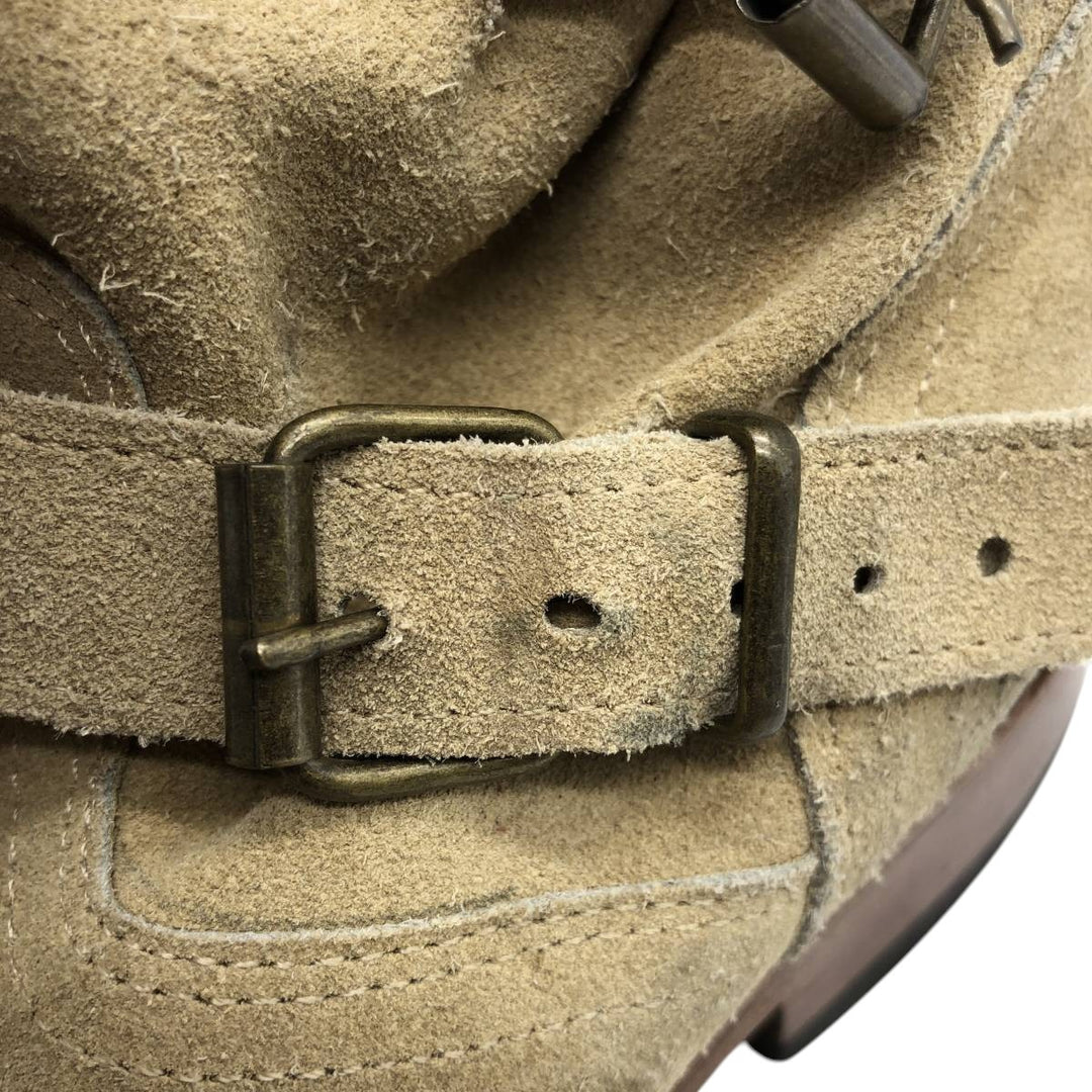 MEZCALERO Suede Engineer Boots, Size 38 (Women's, equivalent to 9.8 inches) /saa014837 Women's 25.0cm Genuine Leather Suede Beige type Vintage Second Hand