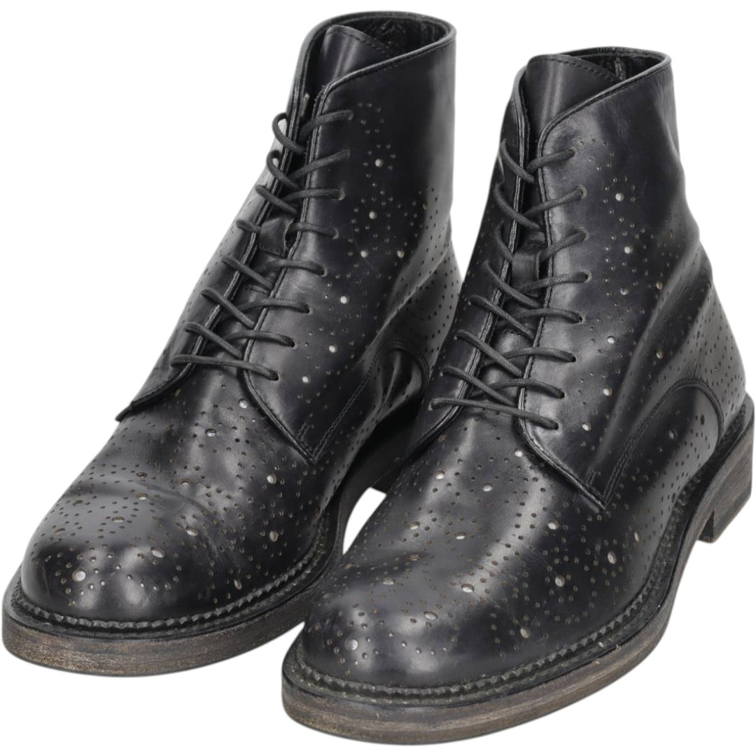 INK Lace-up Boots, Size 37, Perforated, Women's (approx. 9.8") /saa014838 Women's 25.0cm unclear black type Vintage Second Hand