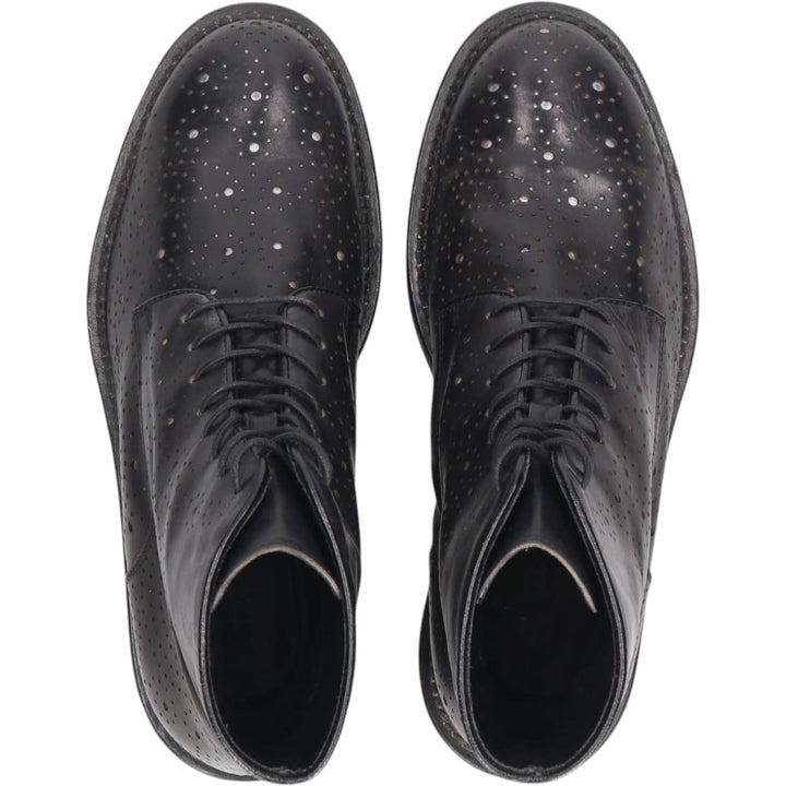 INK Lace-up Boots, Size 37, Perforated, Women's (approx. 9.8") /saa014838 Women's 25.0cm unclear black type Vintage Second Hand