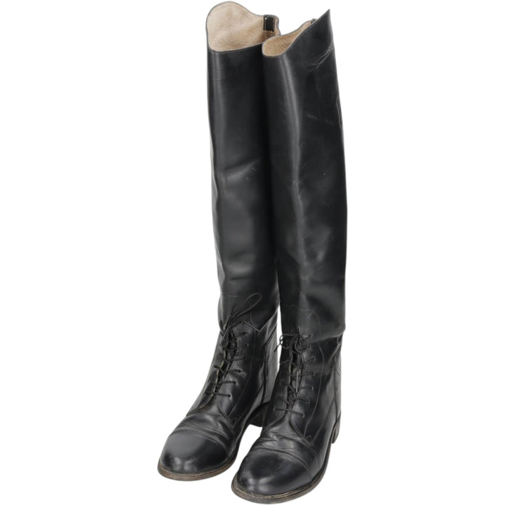 The Effingham Jockey Riding Boots, Long Boots, Made in USA, Size 8 1/2 SC Women's 25.0cm unclear black type Vintage Second Hand