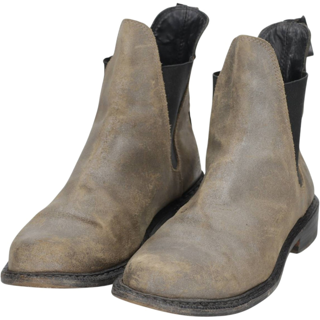 rag and bone suede side-gore boots, size 9.5 Women's 25.0cm Genuine Leather Suede beige type brown Vintage Second Hand