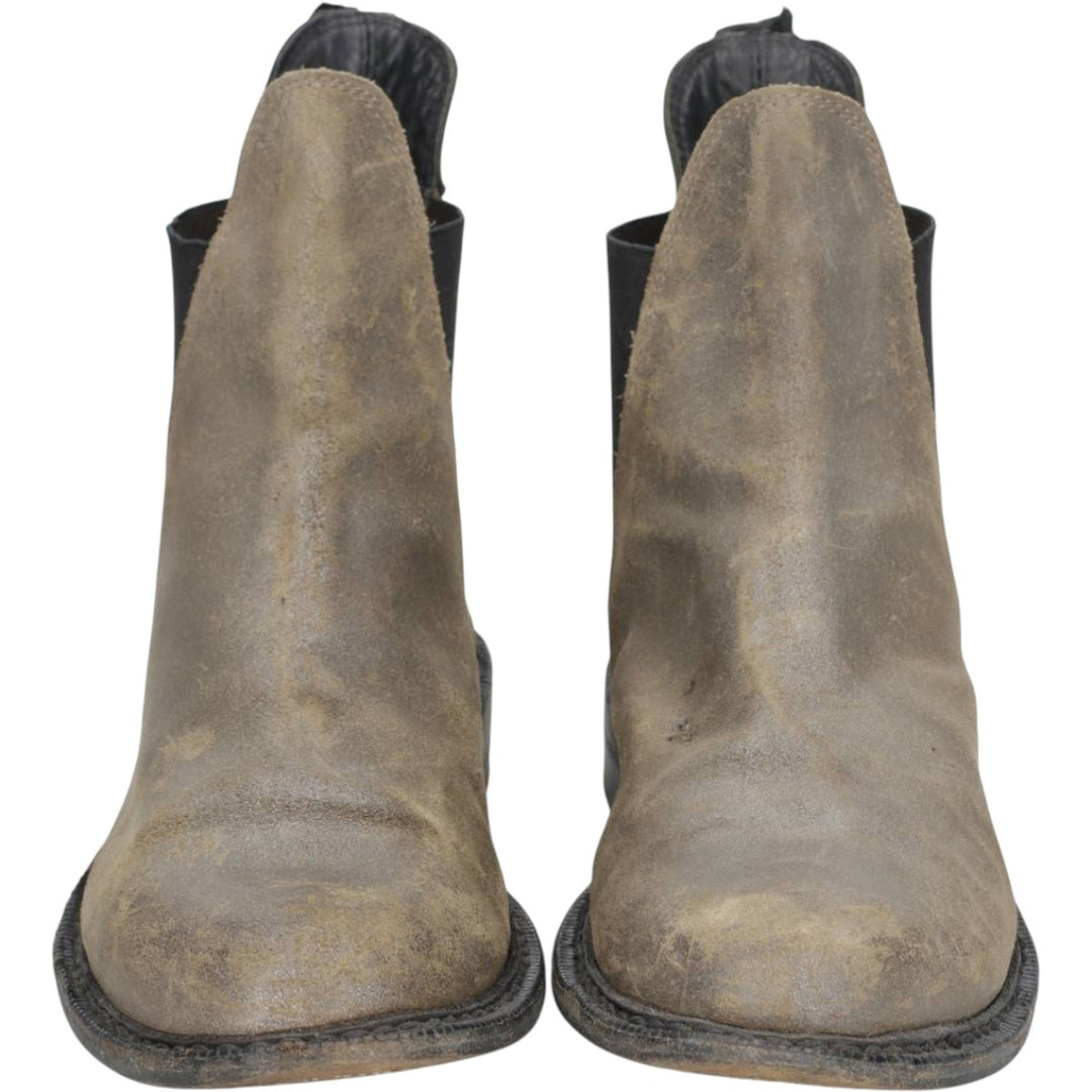 rag and bone suede side-gore boots, size 9.5 Women's 25.0cm Genuine Leather Suede beige type brown Vintage Second Hand