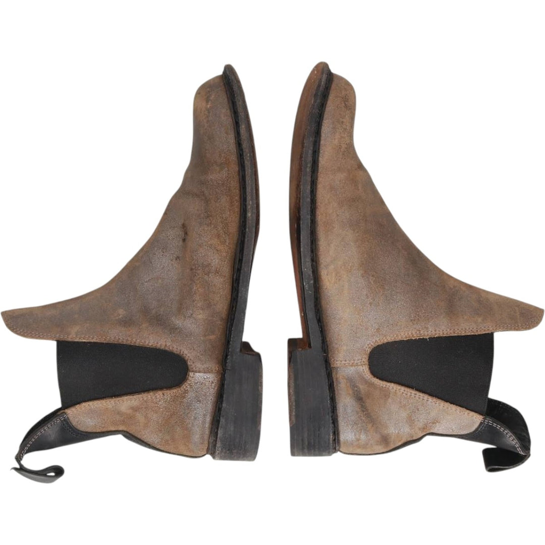 rag and bone suede side-gore boots, size 9.5 Women's 25.0cm Genuine Leather Suede beige type brown Vintage Second Hand