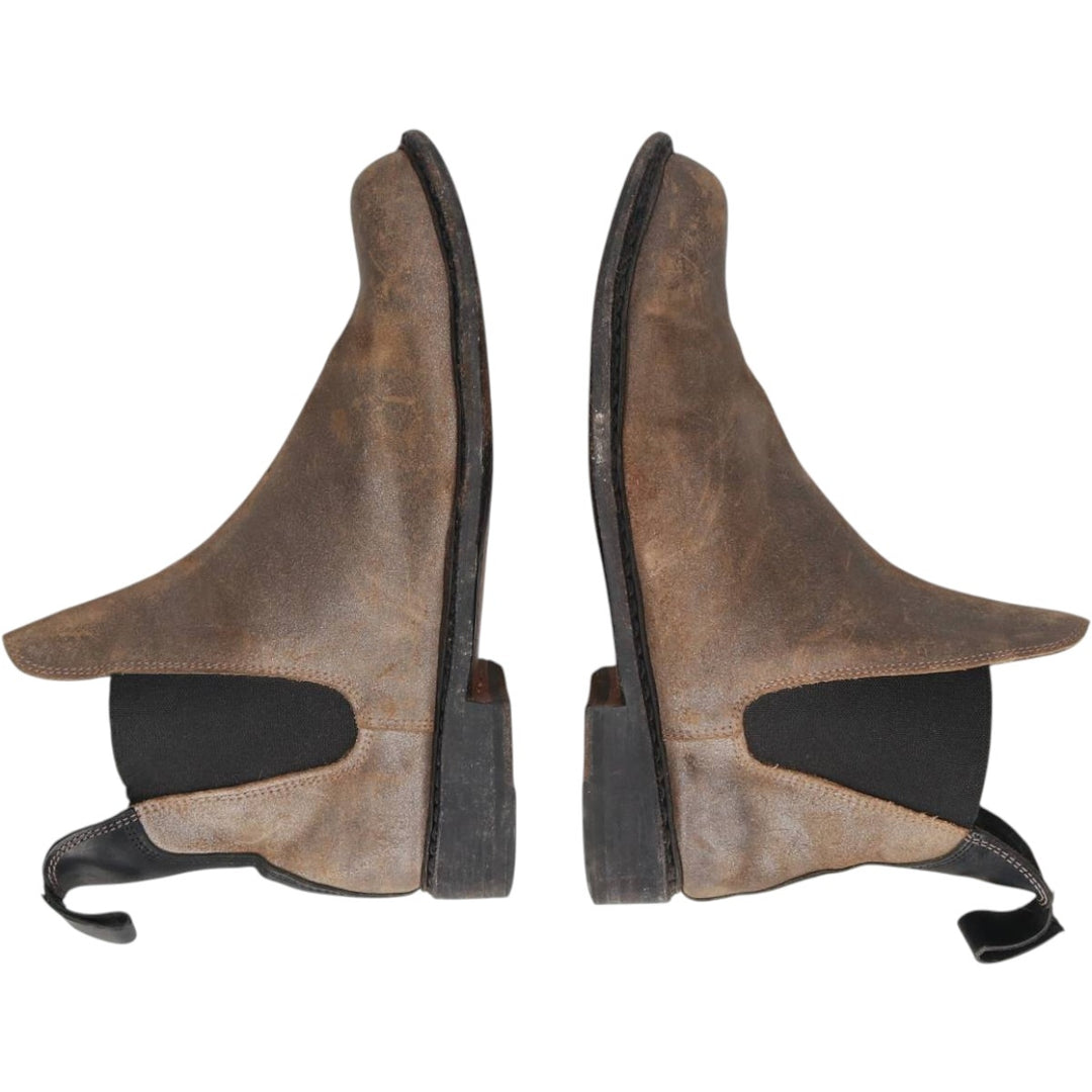 rag and bone suede side-gore boots, size 9.5 Women's 25.0cm Genuine Leather Suede beige type brown Vintage Second Hand