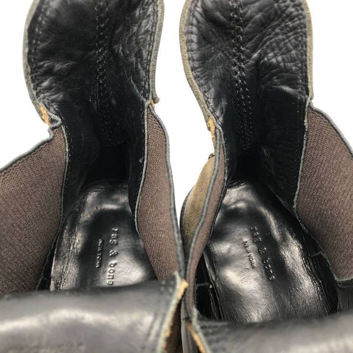 rag and bone suede side-gore boots, size 9.5 Women's 25.0cm Genuine Leather Suede beige type brown Vintage Second Hand