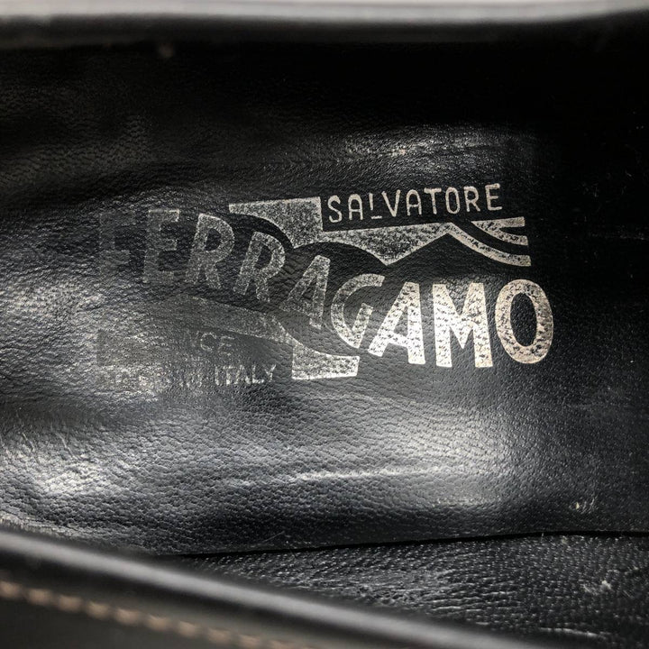 Salvatore Ferragamo square-toe U-tip loafer shoes, made in Italy, size 9D Men's 27.0cm genuine leather black type Vintage Second Hand