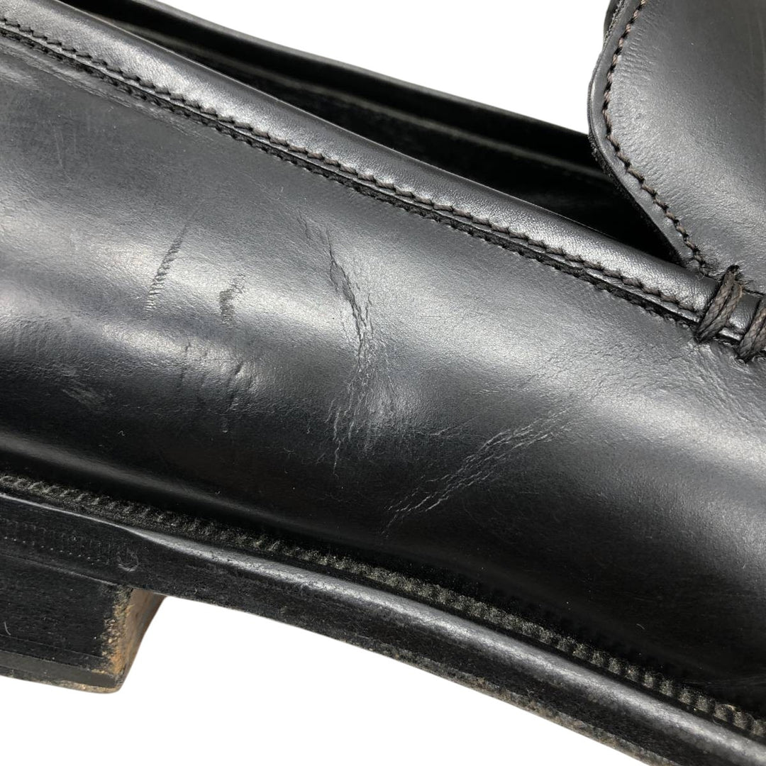 Salvatore Ferragamo square-toe U-tip loafer shoes, made in Italy, size 9D Men's 27.0cm genuine leather black type Vintage Second Hand