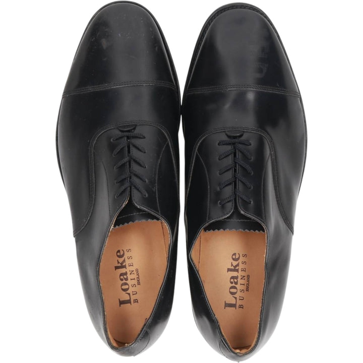 Loake Plain Toe Shoes, Made in England, Size 9 1/2 Men's 28.0cm genuine leather black type Vintage Second Hand