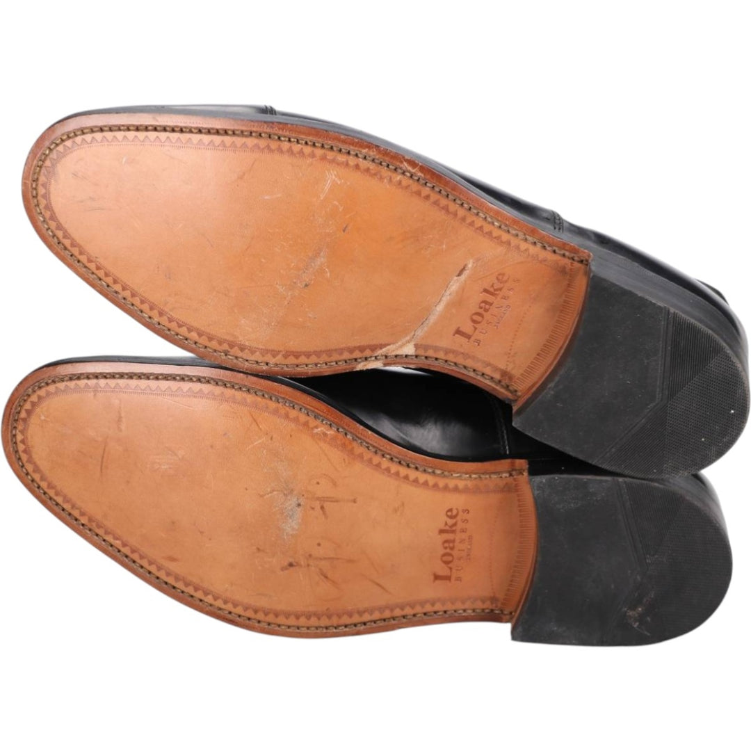 Loake Plain Toe Shoes, Made in England, Size 9 1/2 Men's 28.0cm genuine leather black type Vintage Second Hand