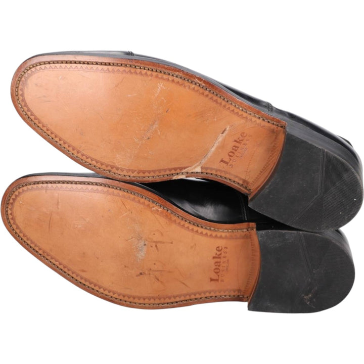 Loake Plain Toe Shoes, Made in England, Size 9 1/2 Men's 28.0cm genuine leather black type Vintage Second Hand