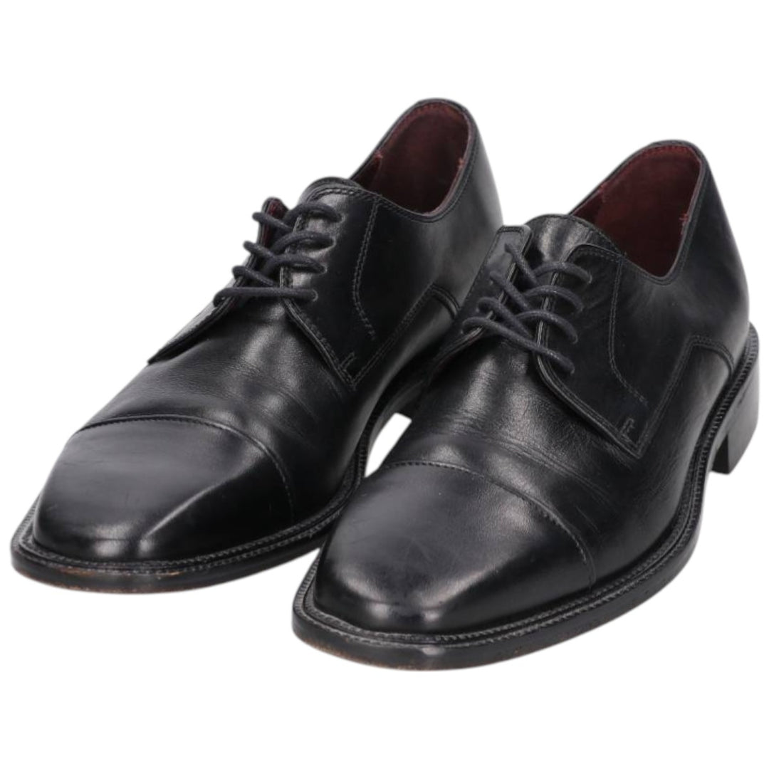Bostonian Square Toe Straight Tip Shoes, Made in Italy, Men's Size 9.8" (Saa014930) Men's 25.0cm genuine leather black type Vintage Second Hand