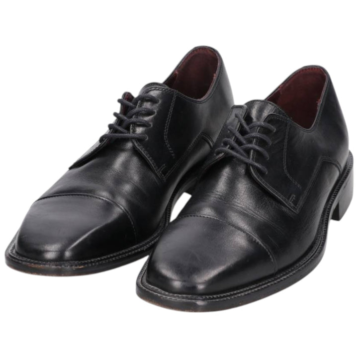 Bostonian Square Toe Straight Tip Shoes, Made in Italy, Men's Size 9.8" (Saa014930) Men's 25.0cm genuine leather black type Vintage Second Hand