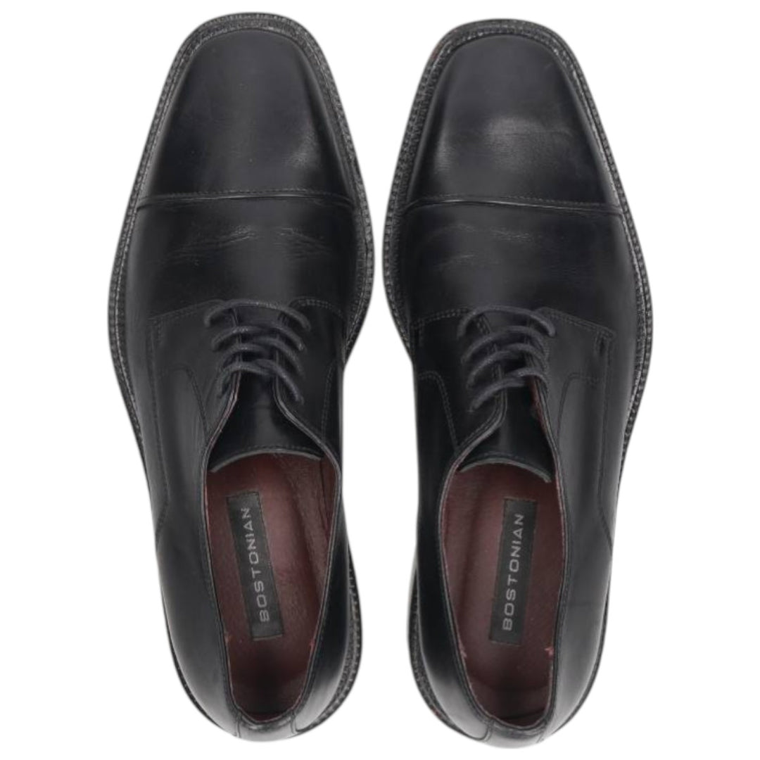 Bostonian Square Toe Straight Tip Shoes, Made in Italy, Men's Size 9.8" (Saa014930) Men's 25.0cm genuine leather black type Vintage Second Hand