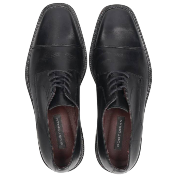 Bostonian Square Toe Straight Tip Shoes, Made in Italy, Men's Size 9.8" (Saa014930) Men's 25.0cm genuine leather black type Vintage Second Hand