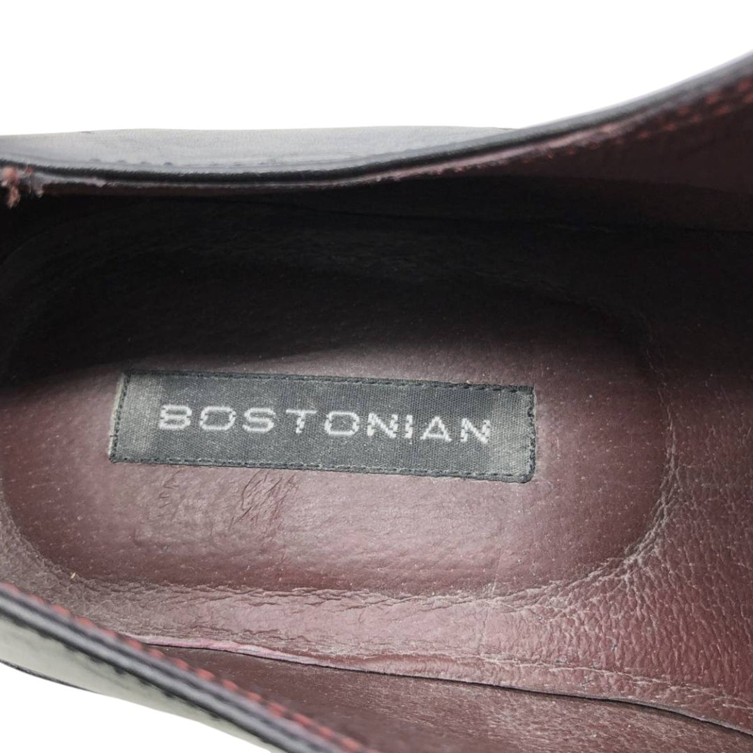 Bostonian Square Toe Straight Tip Shoes, Made in Italy, Men's Size 9.8" (Saa014930) Men's 25.0cm genuine leather black type Vintage Second Hand