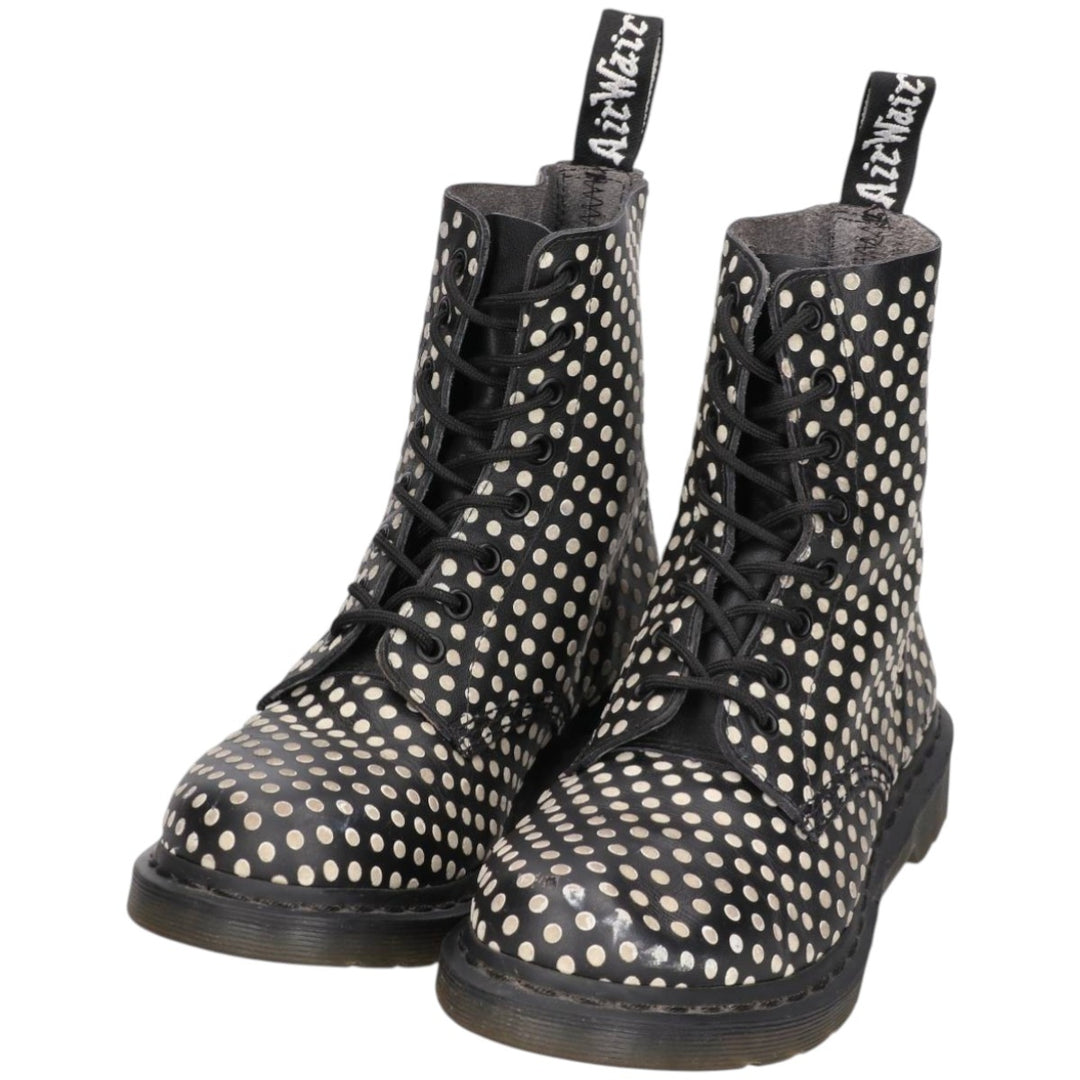 Dr. Martens Pascal Dot Pattern 8-Eye Boots, Size 7 Women's 26.0cm unclear black type Vintage Second Hand