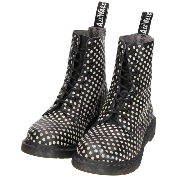 Dr. Martens Pascal Dot Pattern 8-Eye Boots, Size 7 Women's 26.0cm unclear black type Vintage Second Hand