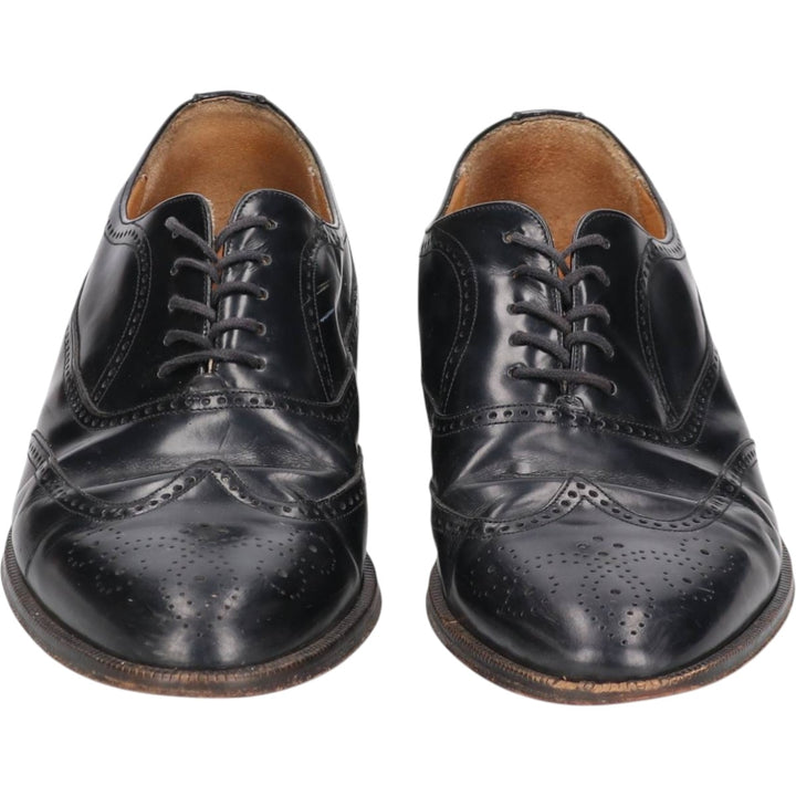MEZLA Full Brogue Wingtip Shoes, Made in Spain, Size 8 1/2M, Men's, 10.4" (equivalent) /saa014987 Men's 26.5cm unclear black type Vintage Second Hand