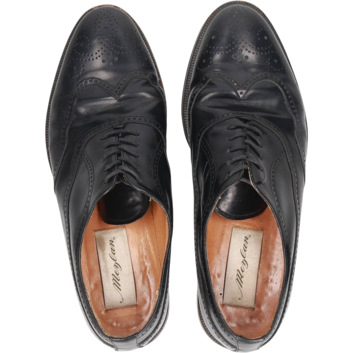 MEZLA Full Brogue Wingtip Shoes, Made in Spain, Size 8 1/2M, Men's, 10.4" (equivalent) /saa014987 Men's 26.5cm unclear black type Vintage Second Hand