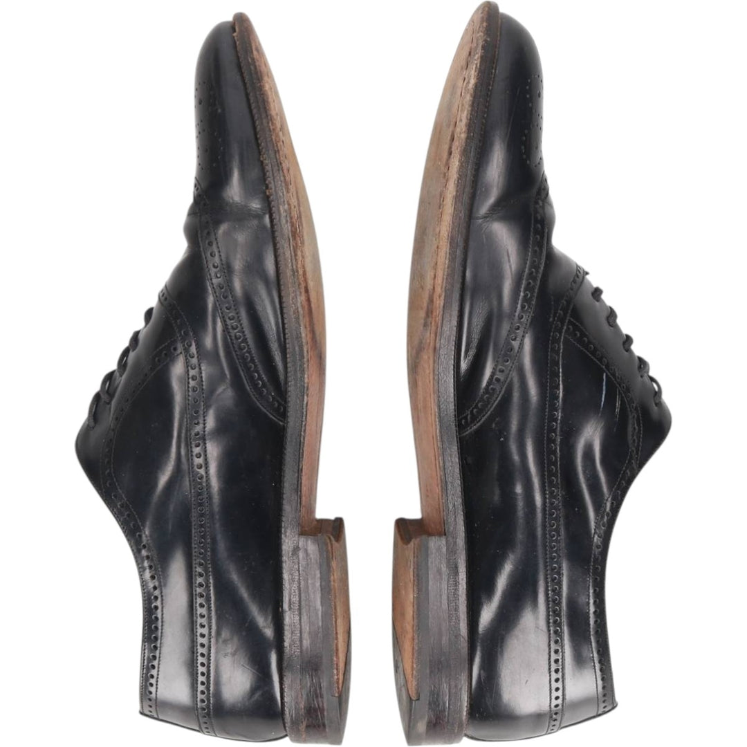 MEZLA Full Brogue Wingtip Shoes, Made in Spain, Size 8 1/2M, Men's, 10.4" (equivalent) /saa014987 Men's 26.5cm unclear black type Vintage Second Hand