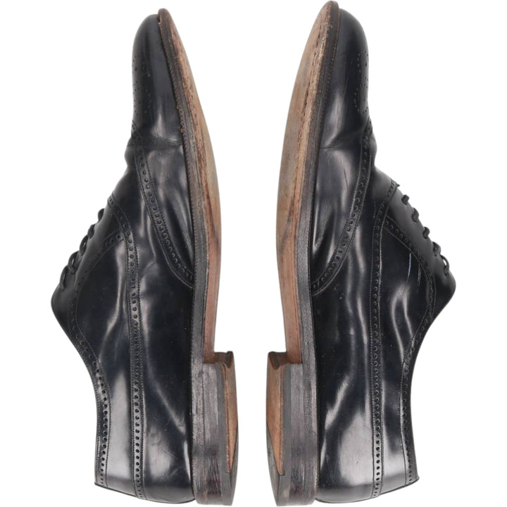MEZLA Full Brogue Wingtip Shoes, Made in Spain, Size 8 1/2M, Men's, 10.4" (equivalent) /saa014987 Men's 26.5cm unclear black type Vintage Second Hand