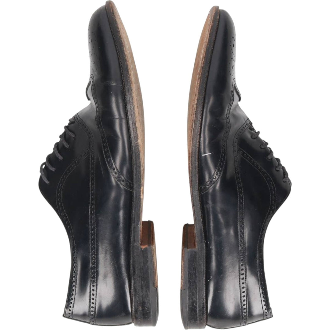 MEZLA Full Brogue Wingtip Shoes, Made in Spain, Size 8 1/2M, Men's, 10.4" (equivalent) /saa014987 Men's 26.5cm unclear black type Vintage Second Hand