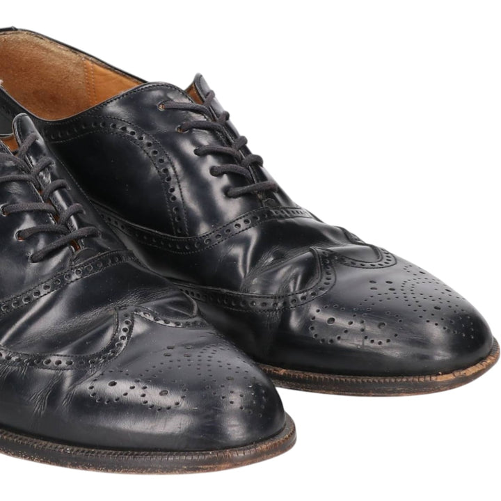 MEZLA Full Brogue Wingtip Shoes, Made in Spain, Size 8 1/2M, Men's, 10.4" (equivalent) /saa014987 Men's 26.5cm unclear black type Vintage Second Hand