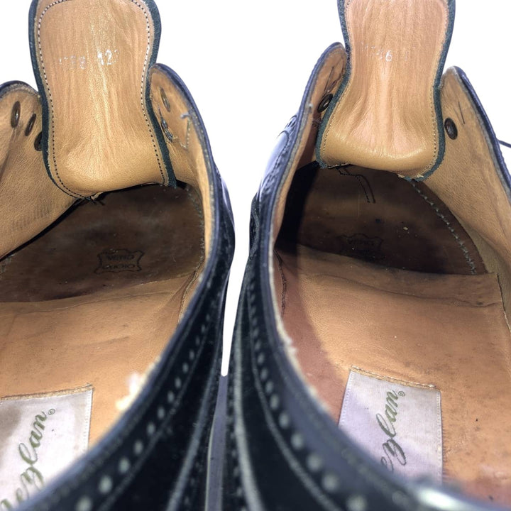 MEZLA Full Brogue Wingtip Shoes, Made in Spain, Size 8 1/2M, Men's, 10.4" (equivalent) /saa014987 Men's 26.5cm unclear black type Vintage Second Hand