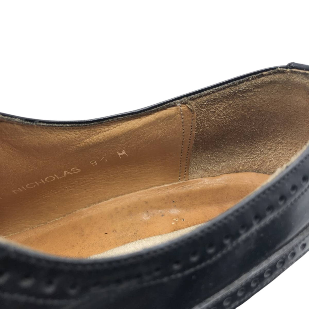 MEZLA Full Brogue Wingtip Shoes, Made in Spain, Size 8 1/2M, Men's, 10.4" (equivalent) /saa014987 Men's 26.5cm unclear black type Vintage Second Hand