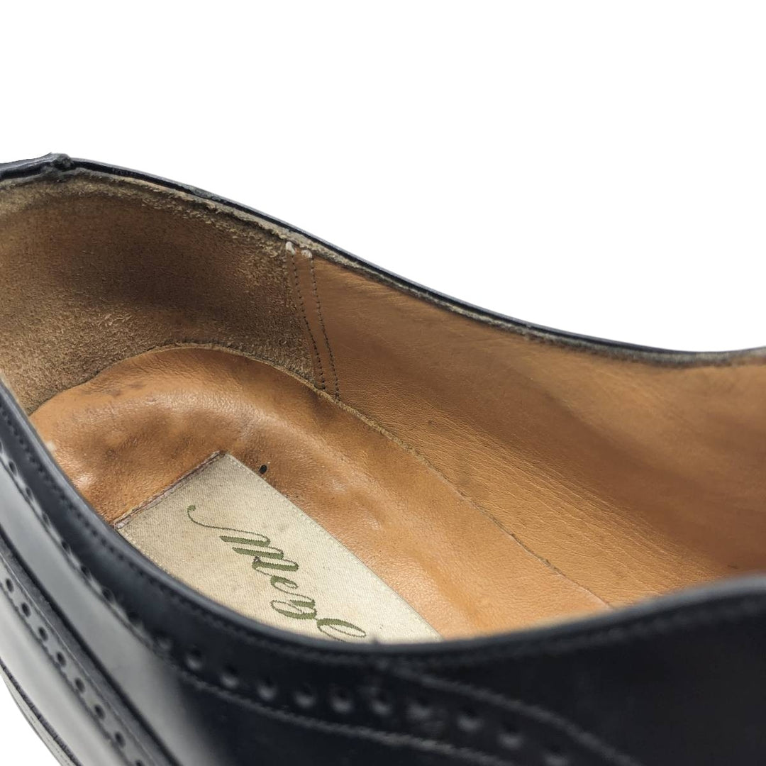MEZLA Full Brogue Wingtip Shoes, Made in Spain, Size 8 1/2M, Men's, 10.4" (equivalent) /saa014987 Men's 26.5cm unclear black type Vintage Second Hand