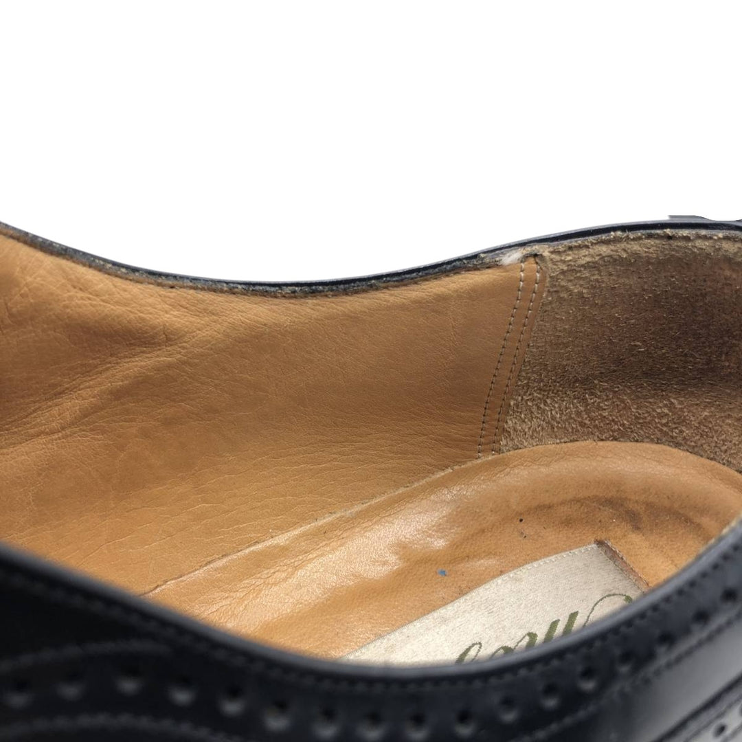 MEZLA Full Brogue Wingtip Shoes, Made in Spain, Size 8 1/2M, Men's, 10.4" (equivalent) /saa014987 Men's 26.5cm unclear black type Vintage Second Hand