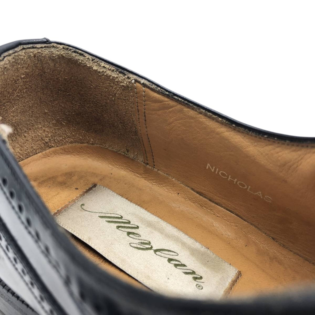MEZLA Full Brogue Wingtip Shoes, Made in Spain, Size 8 1/2M, Men's, 10.4" (equivalent) /saa014987 Men's 26.5cm unclear black type Vintage Second Hand