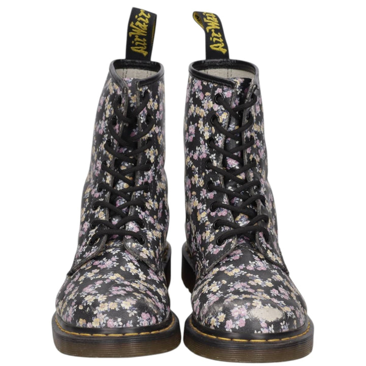 Dr. Martens floral print 8-hole boots, size 6 Women's 25.0cm unclear black type Vintage Second Hand
