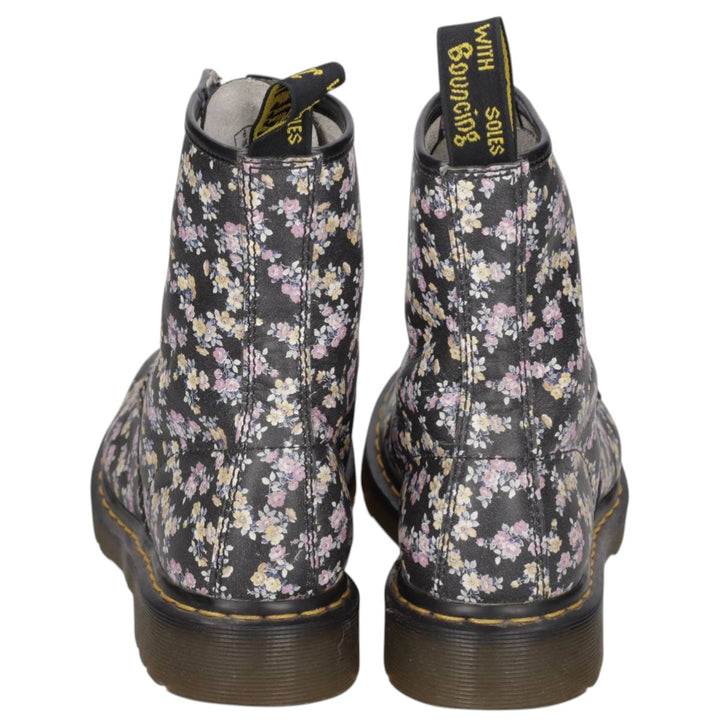 Dr. Martens floral print 8-hole boots, size 6 Women's 25.0cm unclear black type Vintage Second Hand