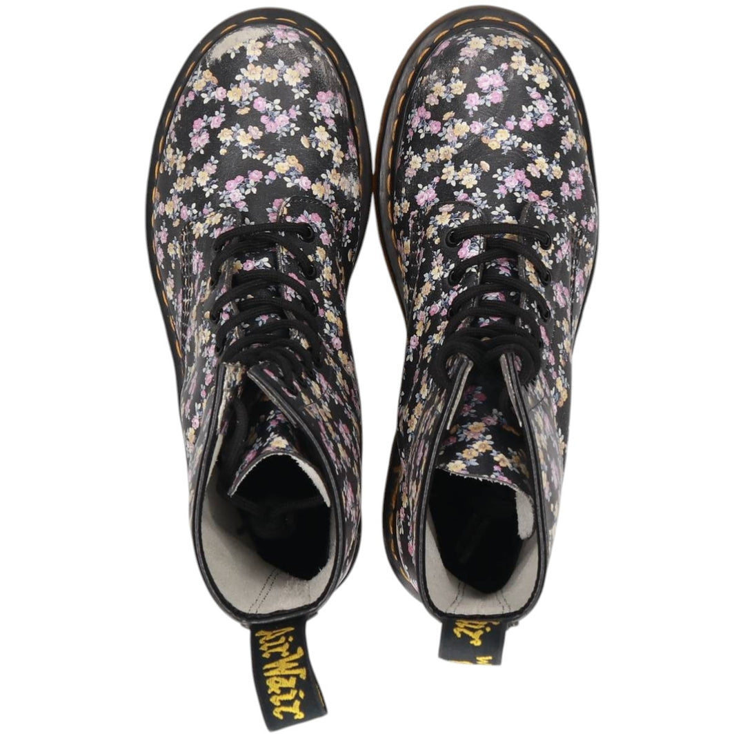 Dr. Martens floral print 8-hole boots, size 6 Women's 25.0cm unclear black type Vintage Second Hand