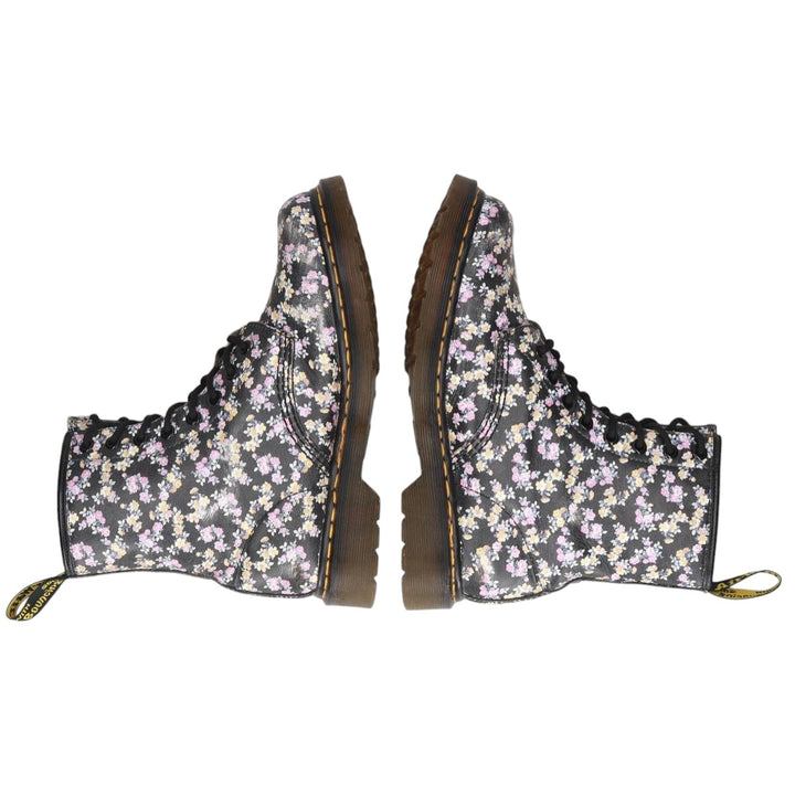 Dr. Martens floral print 8-hole boots, size 6 Women's 25.0cm unclear black type Vintage Second Hand