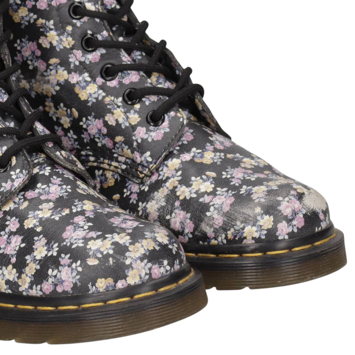 Dr. Martens floral print 8-hole boots, size 6 Women's 25.0cm unclear black type Vintage Second Hand
